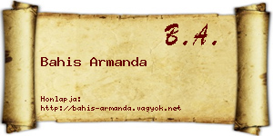 Bahis Armanda névjegykártya